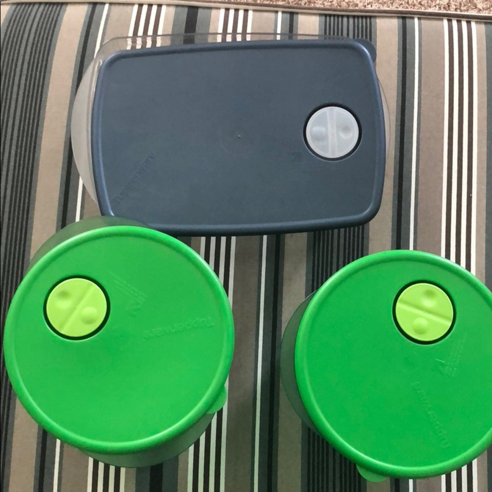 Tupperware microwaveable containers.